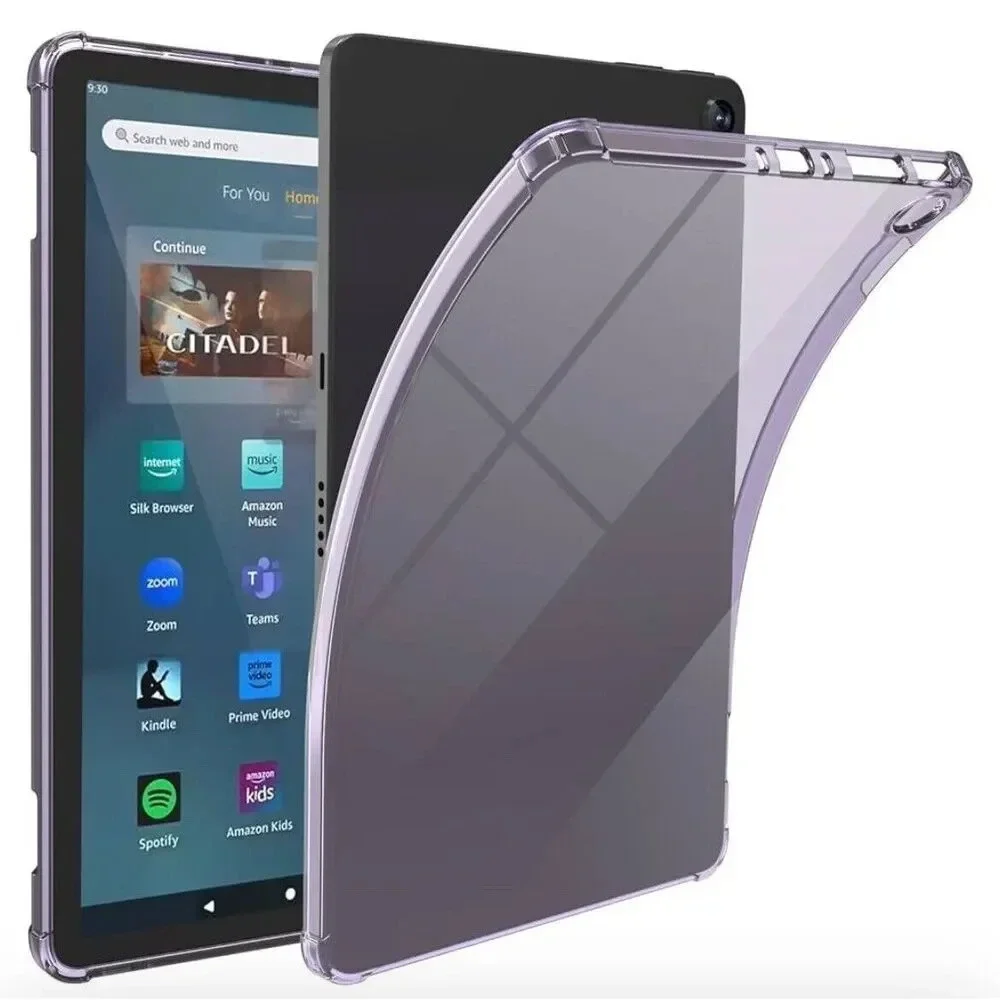 Purple Clear Case for Amazon Fire Max 11 2023 Release Slim Soft TPU Transparent